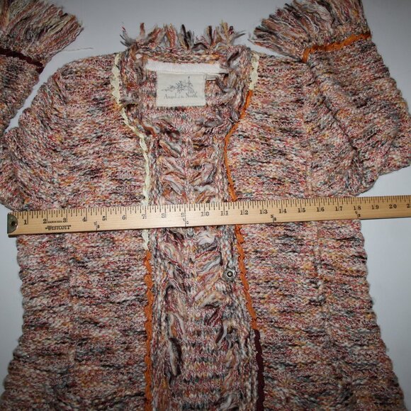 Angel Of The North Sz L Red Yellow Multicolor Poly Acrylic Cardigan Sweater - Picture 16 of 16